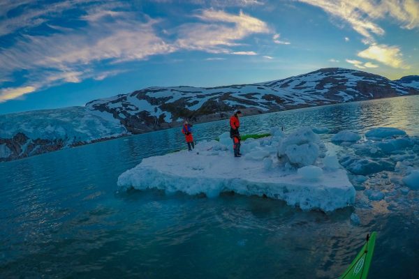kayaking at svartisen glacier in the arctic
